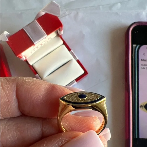 Evil eye ring cubic zirconia 14k over sterling NWT - Picture 2 of 7